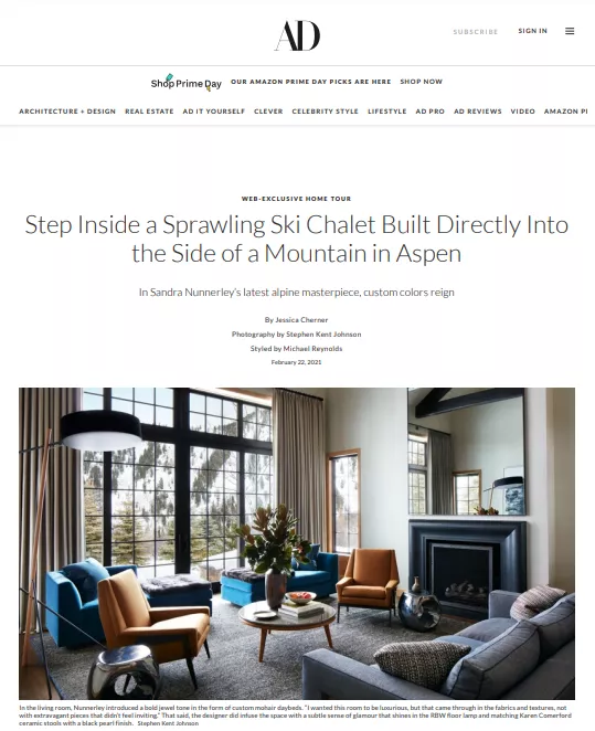 Tania Dibbs artwork featured in an Aspen interior in Architectural Digest, 2021