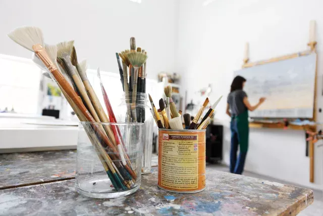 Interior of Tania Dibbs painting studio