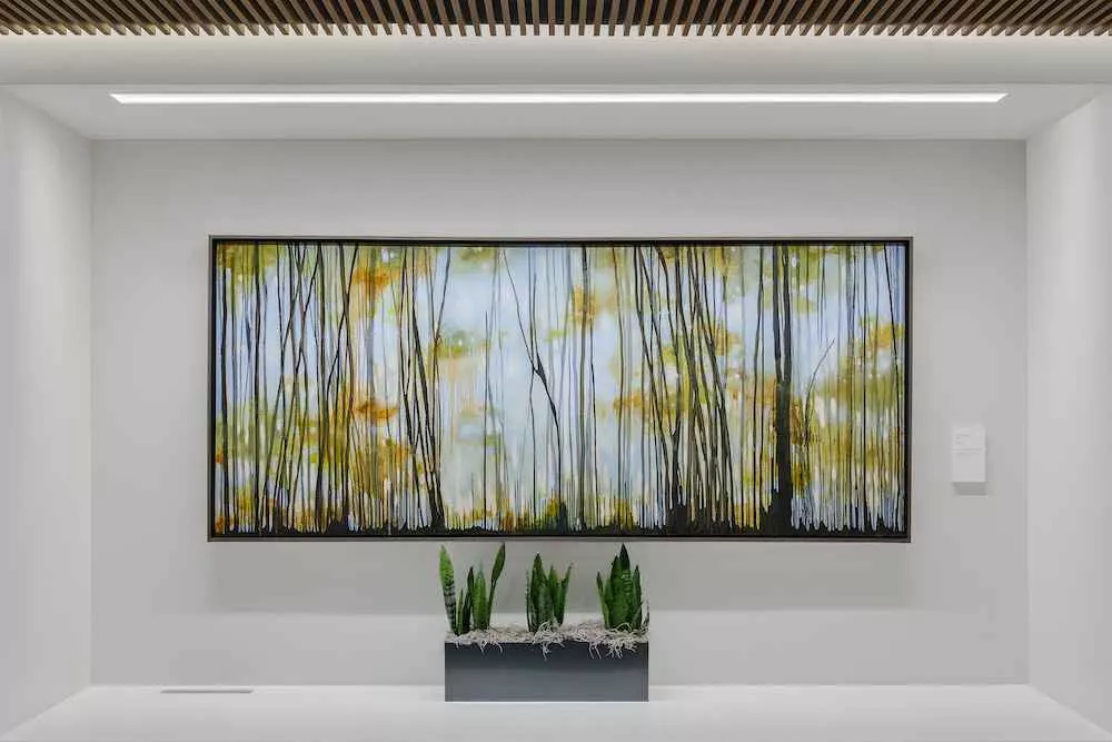 Tania Dibbs painting in the lobby of the Coloradoan in Denver, Colorado