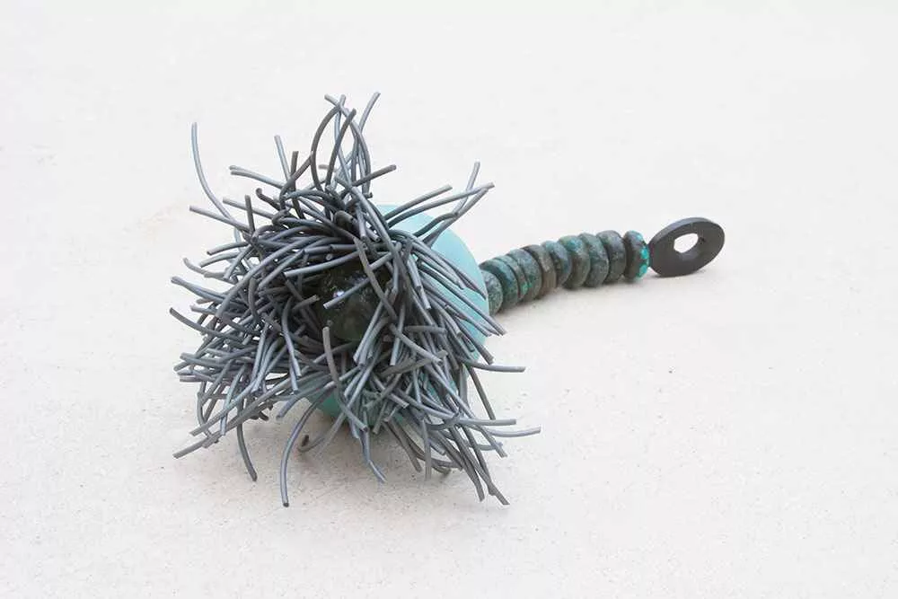 Beholder’s Eye, 4″ head, 12″ length, mixed media by Tania Dibbs