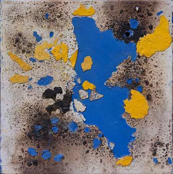 Blue Sky Shining for Sheryl, 12″ x 12″, mixed media by Tania Dibbs