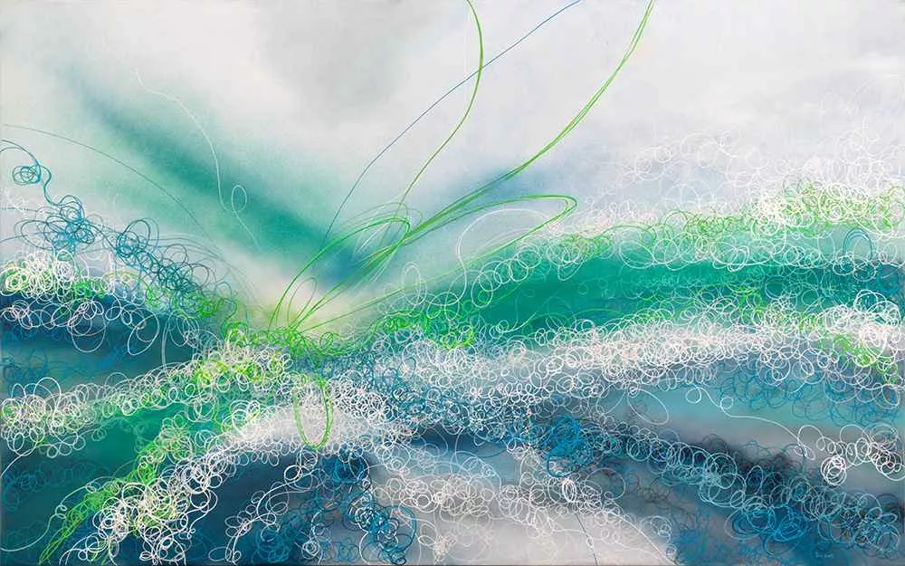 Boing, 60″ x 84″ mixed media on canvas by Tania Dibbs