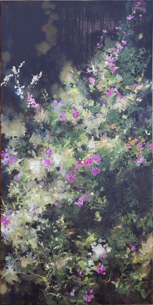 Bouquet, 48″ x 24″ oil on canvas by Tania Dibbs