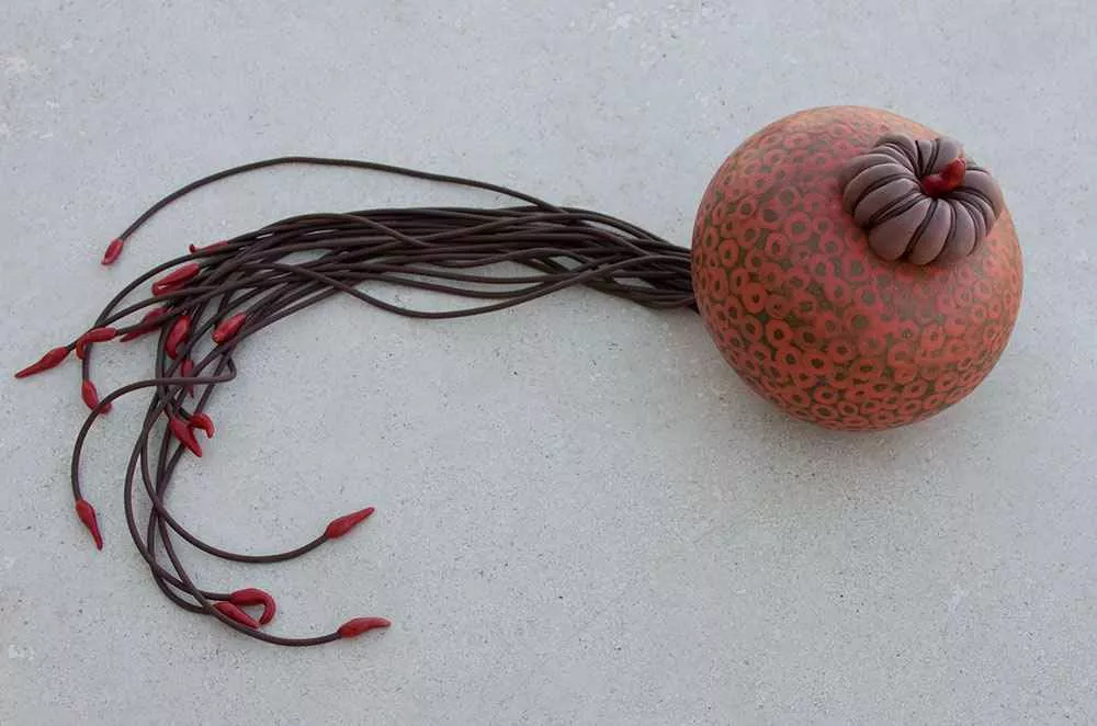 Bulb, 6″ x 27″, mixed media by Tania Dibbs