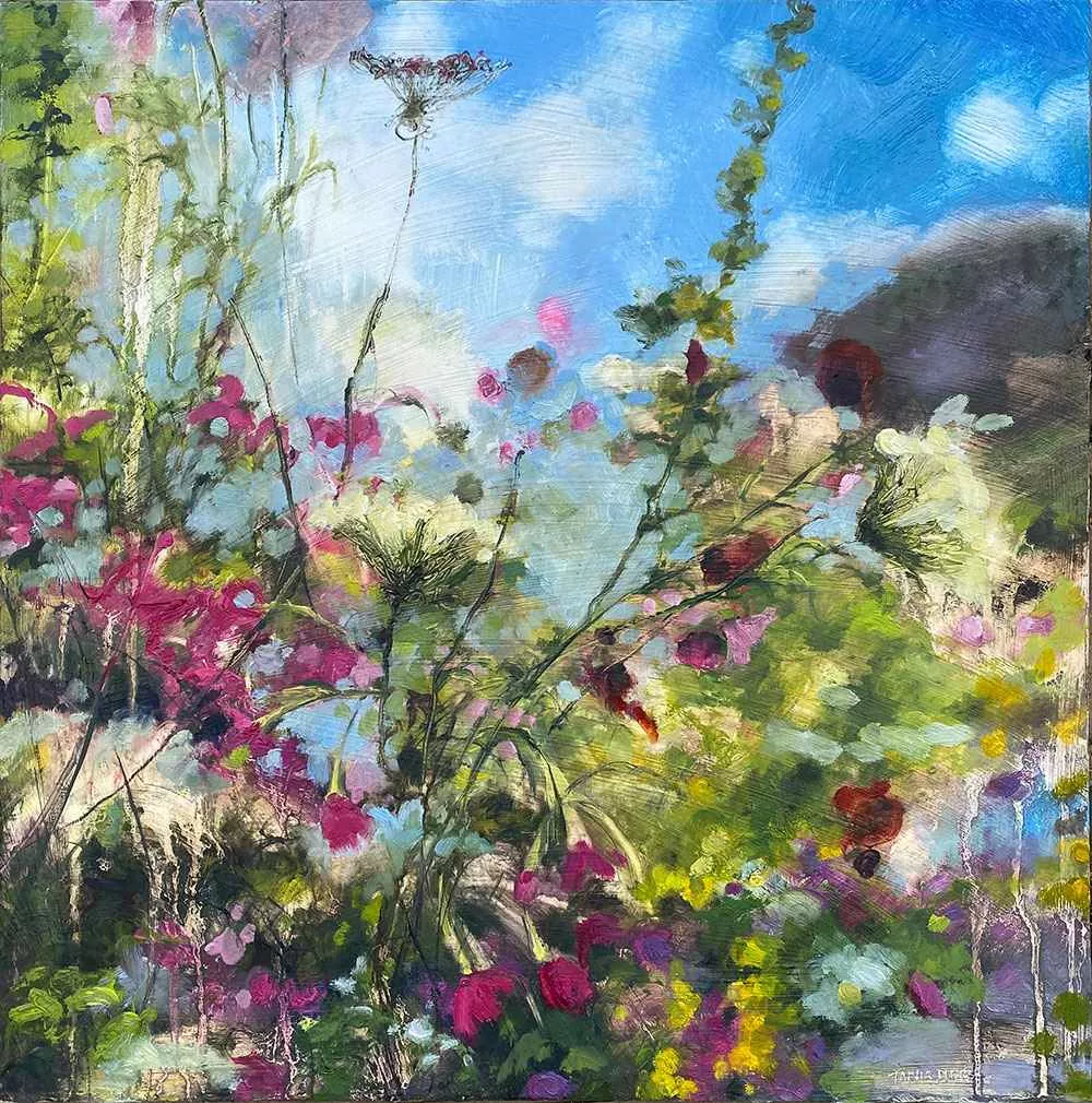 Butterfly, 18″ x 18″ oil by Tania Dibbs