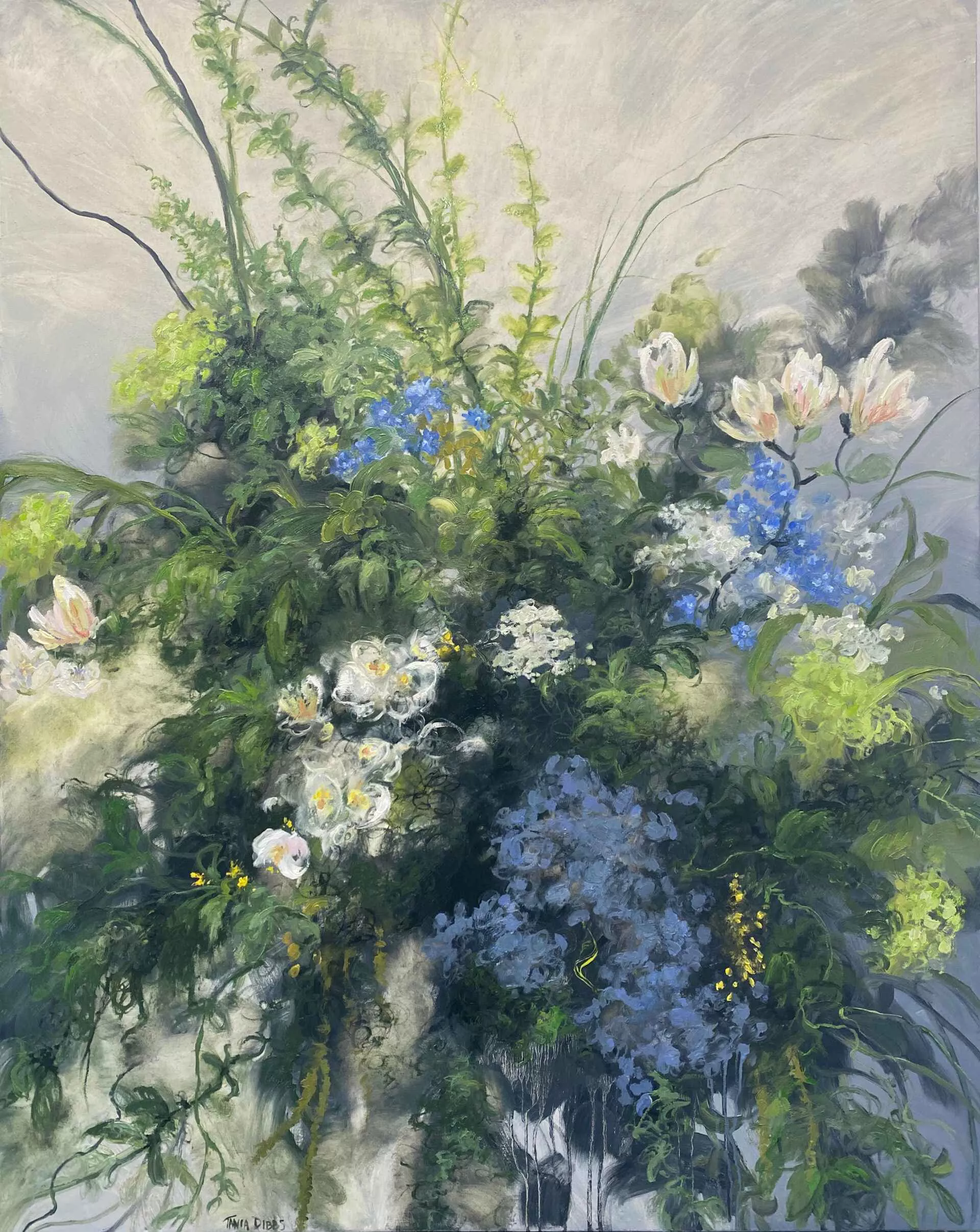 Charmed, 60″ x 48″ oil on canvas by Tania Dibbs