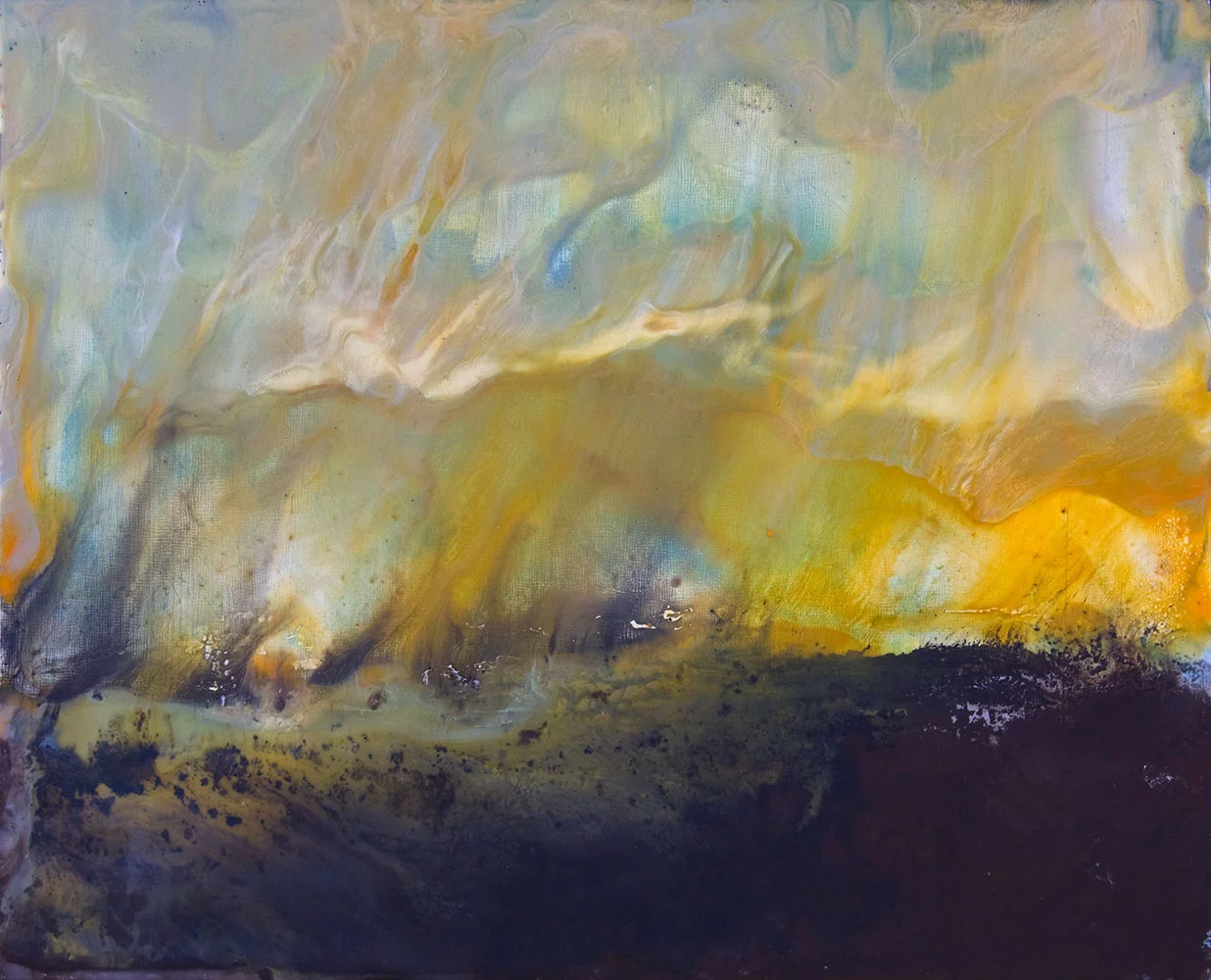 Ebb, 12″ x 16″, encaustic by Tania Dibbs