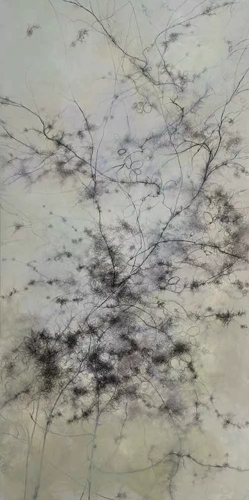 Entangled, 72″ x 36″, mixed media by Tania Dibbs