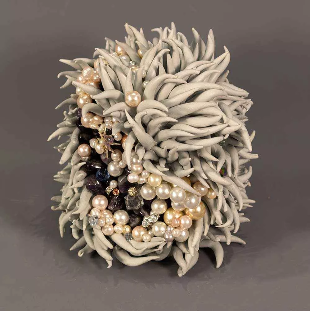 Fruit, resin and beads, 6.5” x 6” x 6” by Tania Dibbs