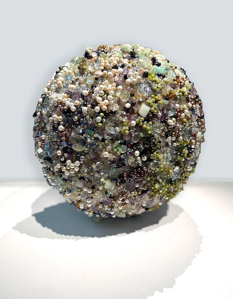 Glamour Ball, 15″ x 11″ x 15″, mixed media and beads by Tania Dibbs