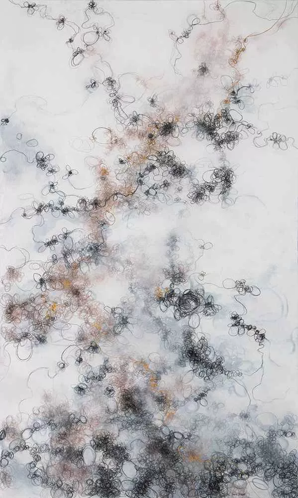 Gold Meander, 60in x 36in, mixed media on panel by Tania Dibbs