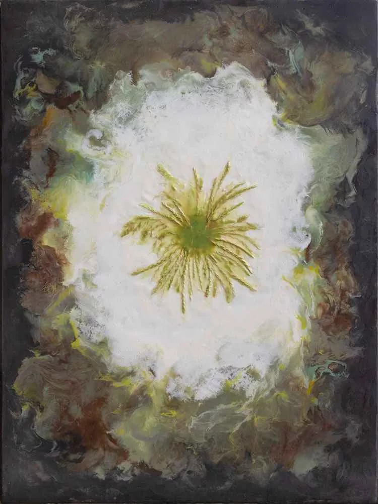 Growth Zone, 40″ x 30″ encaustic by Tania Dibbs