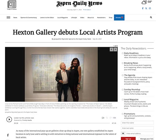 Aspen Daily News exhibition feature The Solace of Open Spaces including Tania Dibbs work