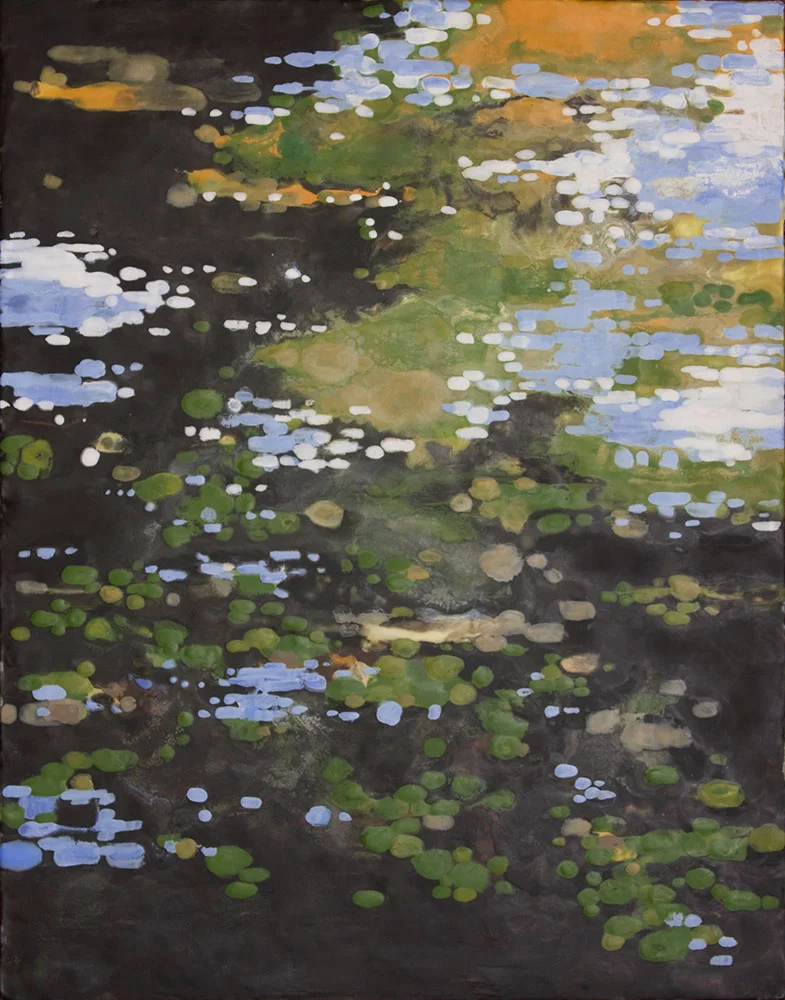 Lacus, 48″ x 36″, encaustic by Tania Dibbs