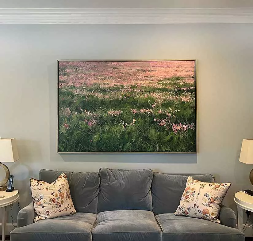Tania Dibbs painting in a private residence in Houston, Texas