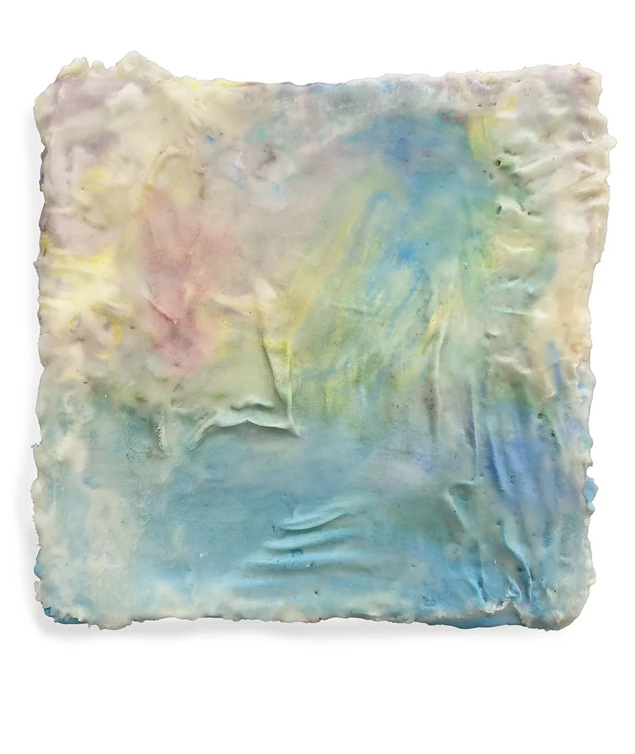 Mended, 13″ x 13″ encaustic by Tania Dibbs