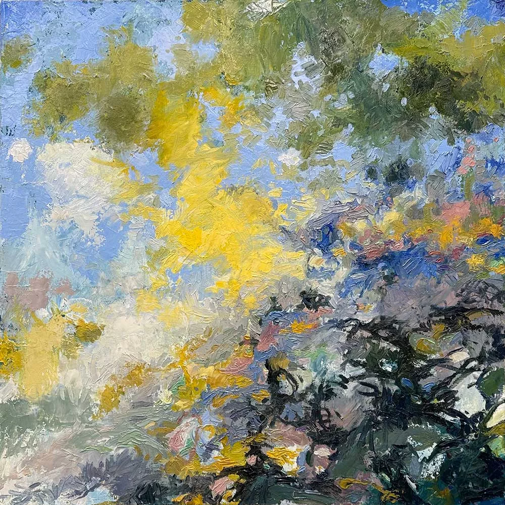 Messy Vitality, 30″ x 30″ oil on canvas by Tania Dibbs