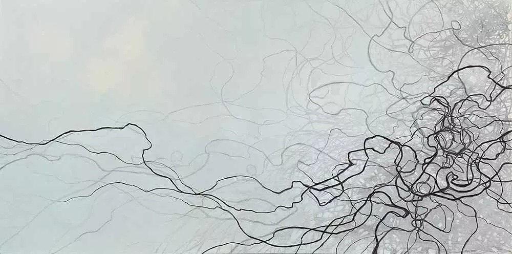 Outside In, 72″ x 36″ mixed media on panel by Tania Dibbs