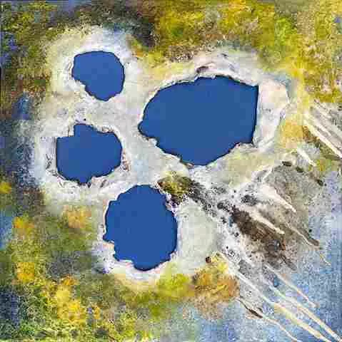 Perfect Blue, 12 in x 12 in, oil and encaustic by Tania Dibbs