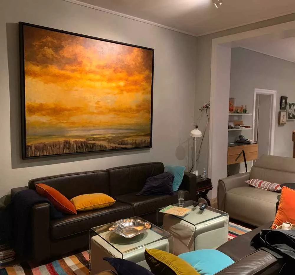 Tania Dibbs painting in a private residence in Melbourne, Australia