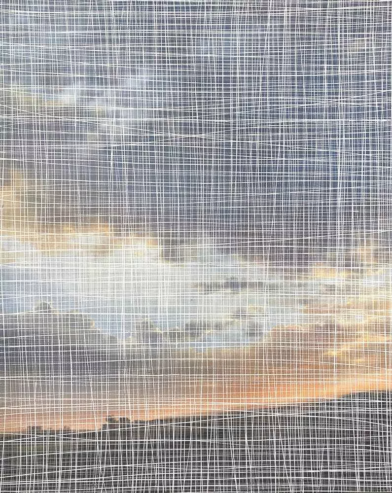 Plaid Veiled Sky, 60″ x 48″ oil on canvas by Tania Dibbs