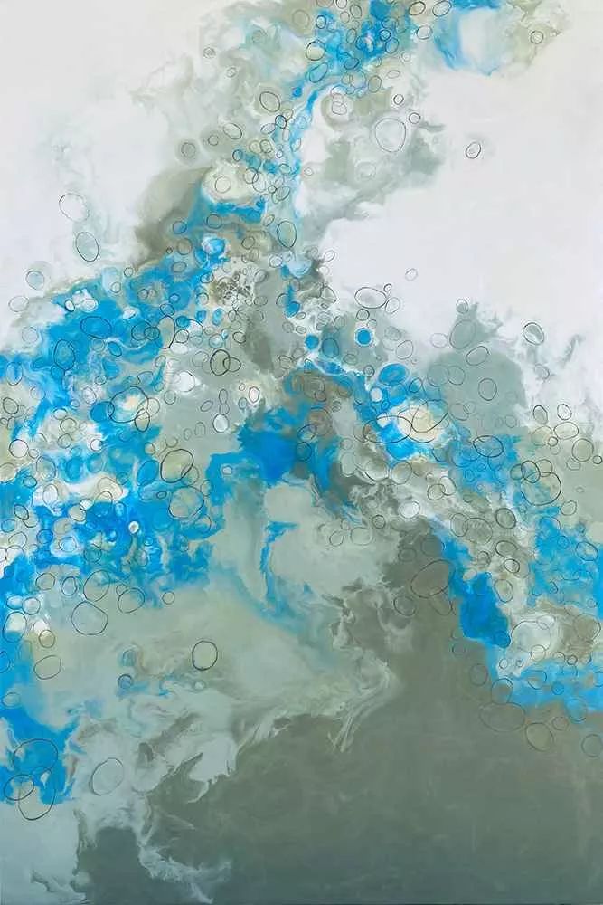 Plunge, encaustic, 60″ x 40″ by Tania Dibbs