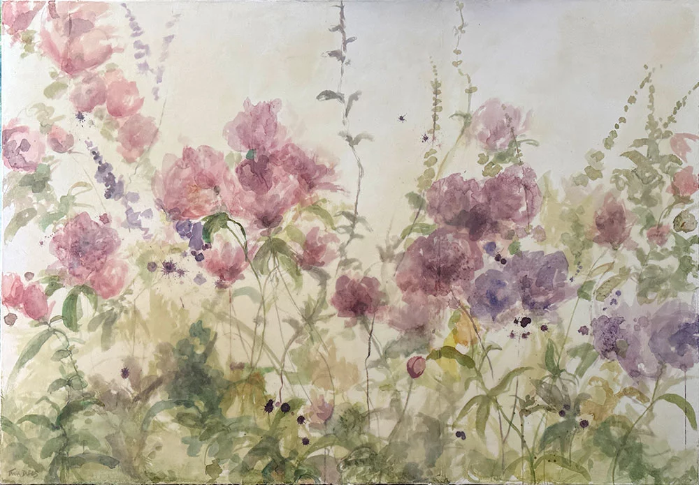 Proust Effect, 48″ x 72″ encaustic mixed media by Tania Dibbs