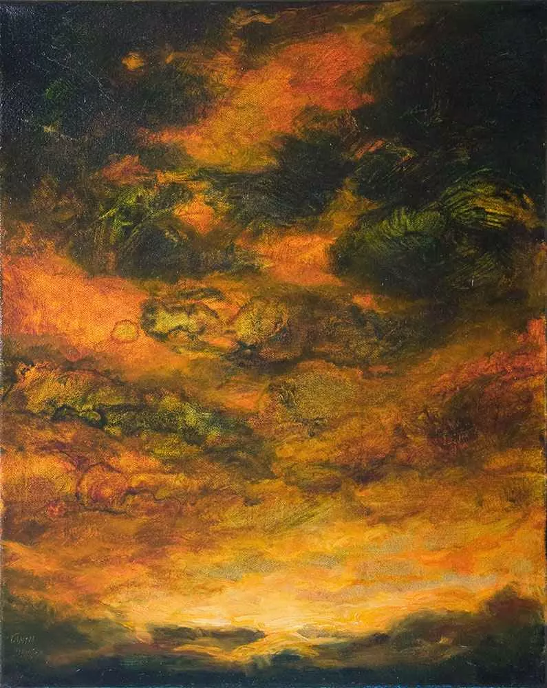 Red Sky, 20″ x 16″, oil by Tania Dibbs