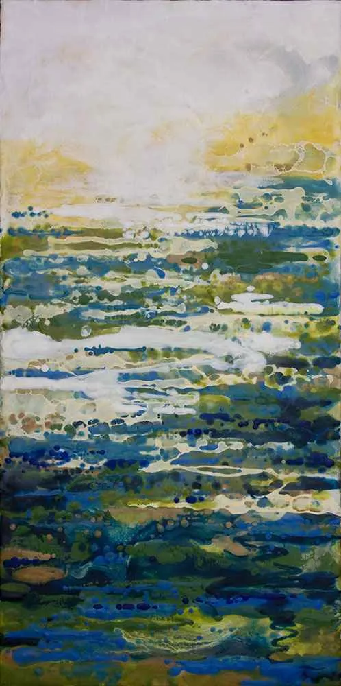 Scintillo, 48″ x 24″, encaustic by Tania Dibbs