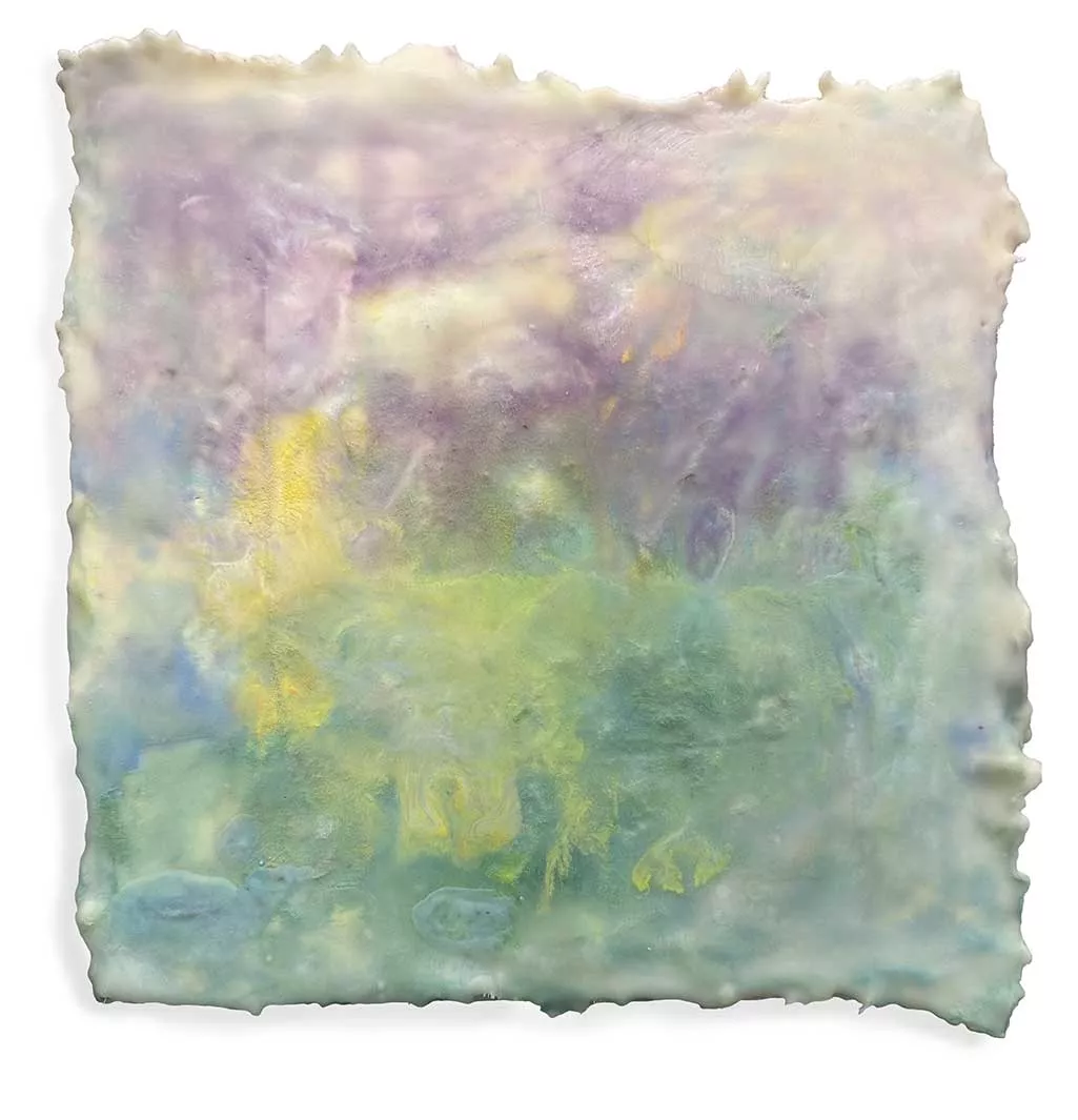 Secret, 13″ x 13″ encaustic by Tania Dibbs