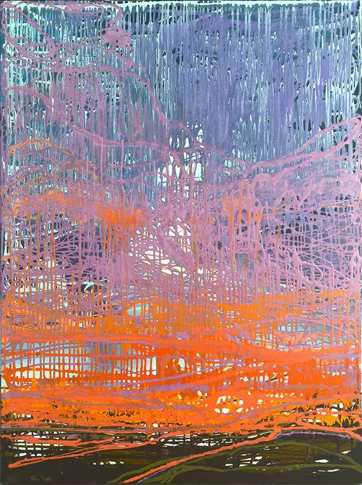Skyfall, 48″ x 36″ oil on canvas by Tania Dibbs