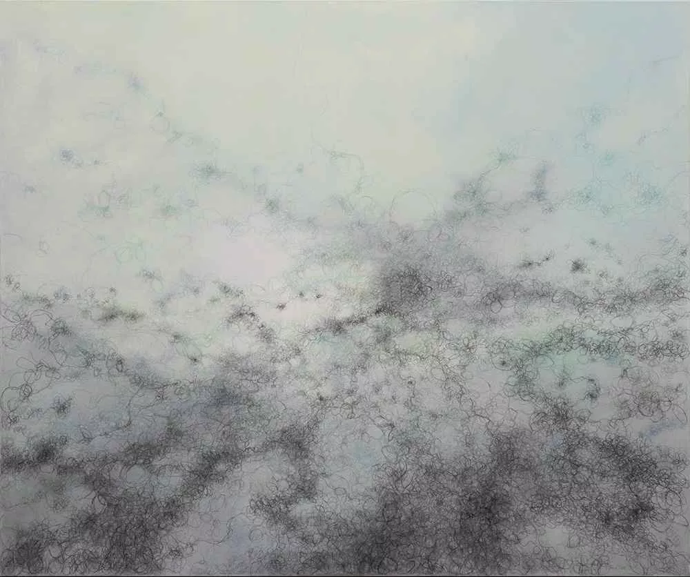 Speed of Light, 60″ x 72″ mixed media drawing on canvas by Tania Dibbs