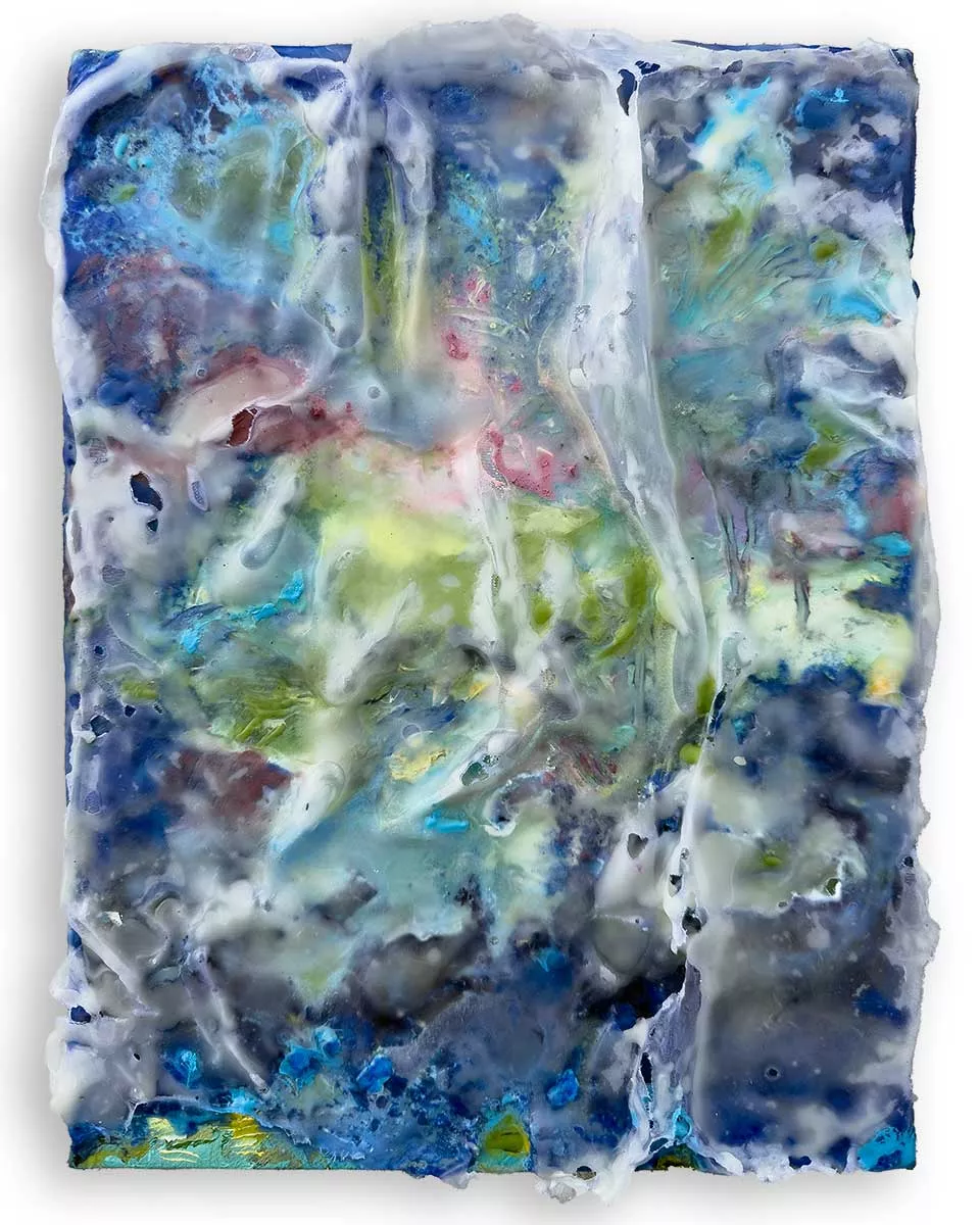 Splendid Wreck, 12″ x 9″ encaustic and mixed media by Tania Dibbs