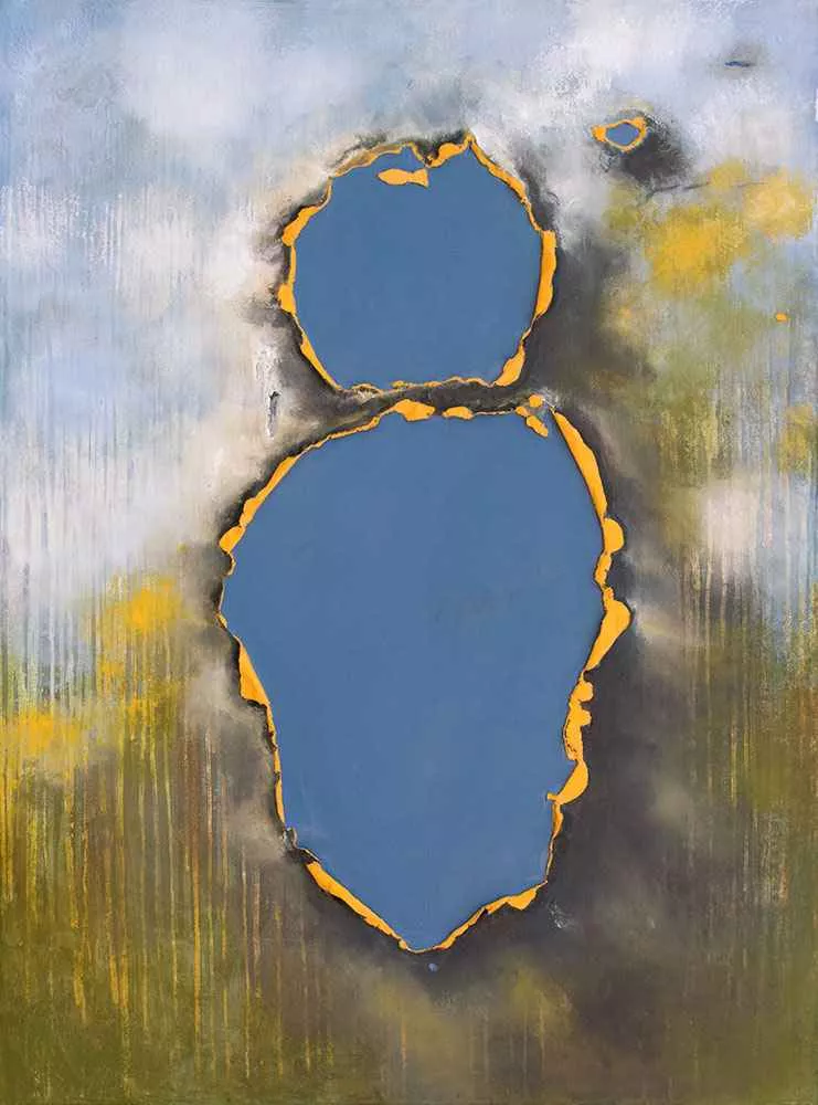 The Blue Sky is Always Shining, 48″ x 36″, mixed media by Tania Dibbs