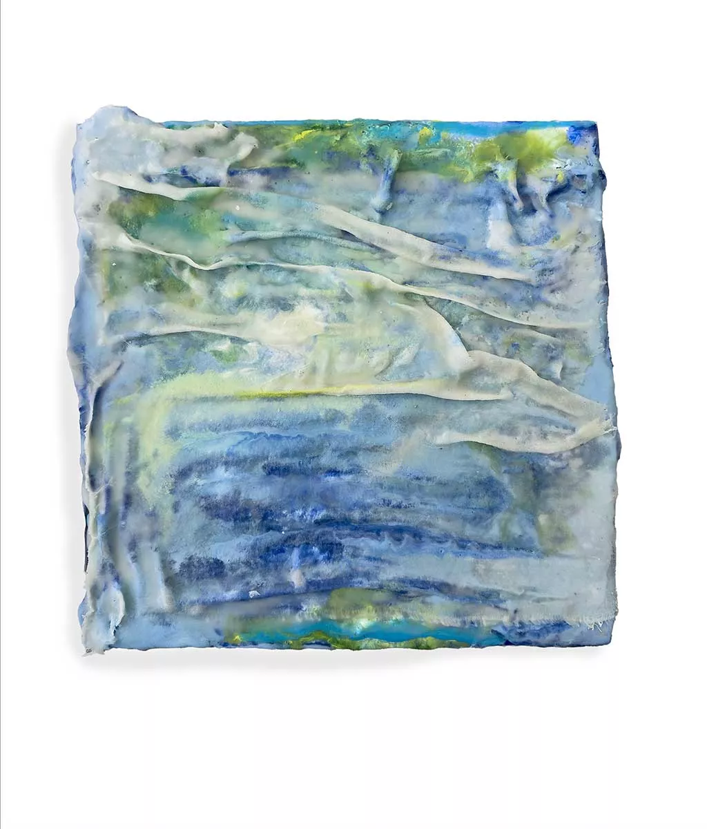 Triage, 12.5″ x 12.5″ encaustic by Tania Dibbs