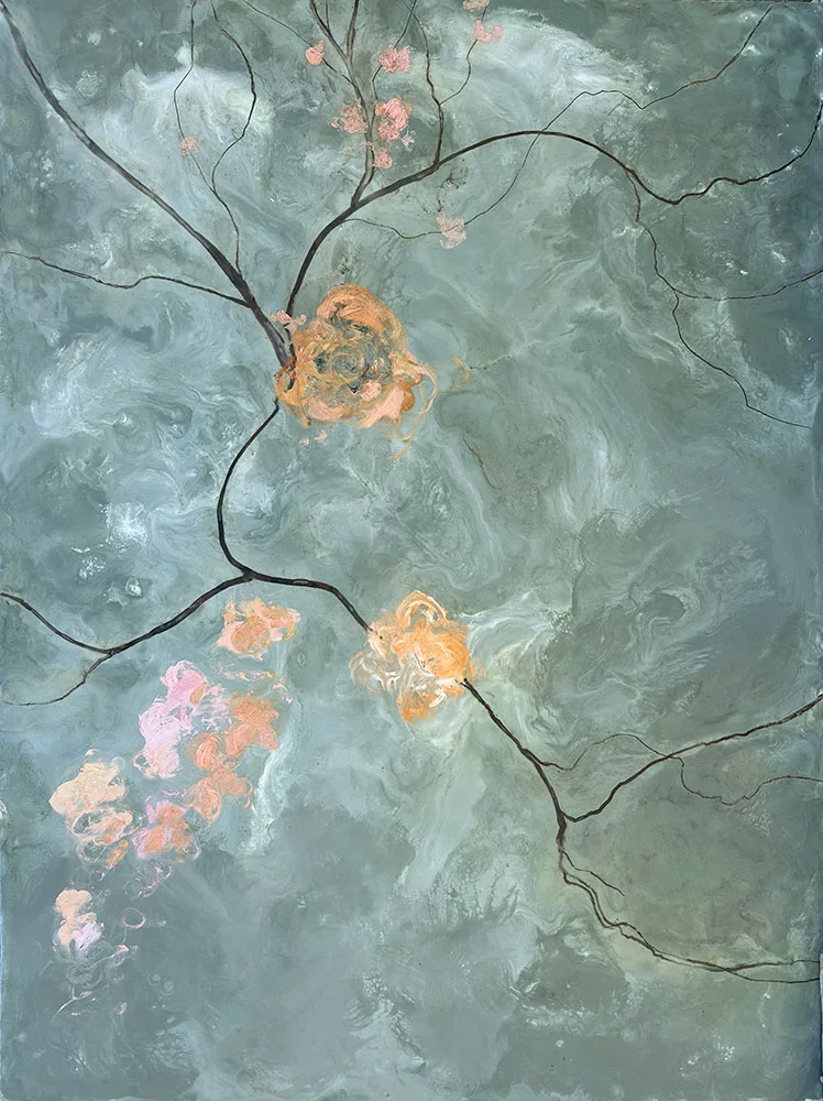 Vine and Flower, 48″ x 36″ encaustic by Tania Dibbs