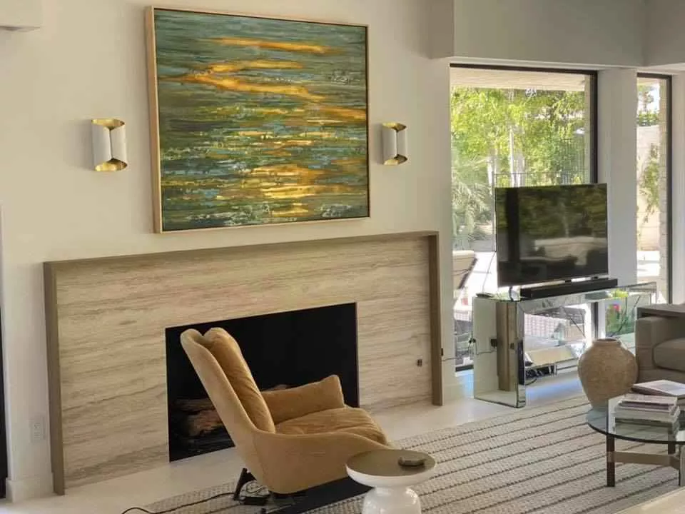 Tania Dibbs painting in a private residence in Palm Springs, California