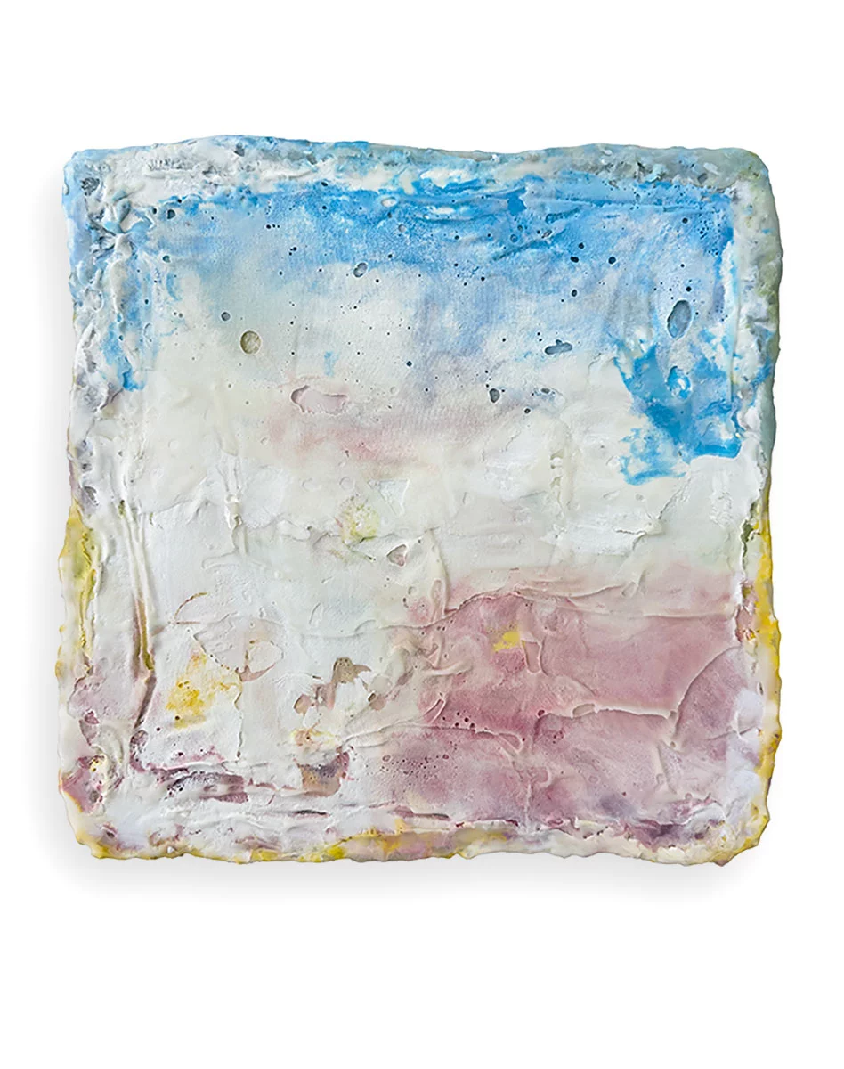 Tastycake, 12.5 ” x 12.5″ encaustic by Tania Dibbs