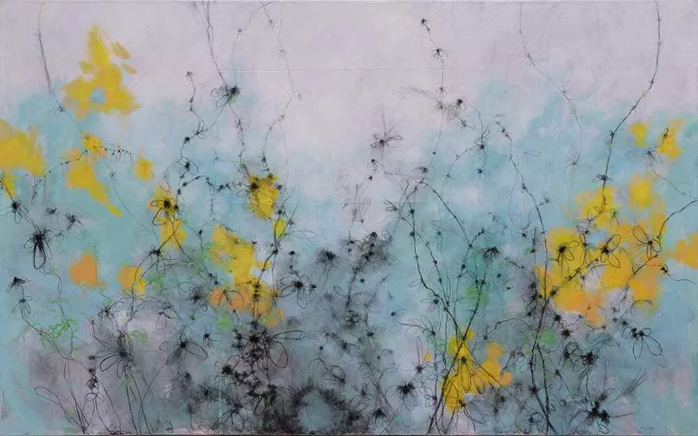Wildflowers, 60″ x 96″ mixed media by Tania Dibbs