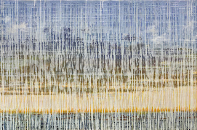 Dripped Veiled Sky, 40" x 60" oil on cavas