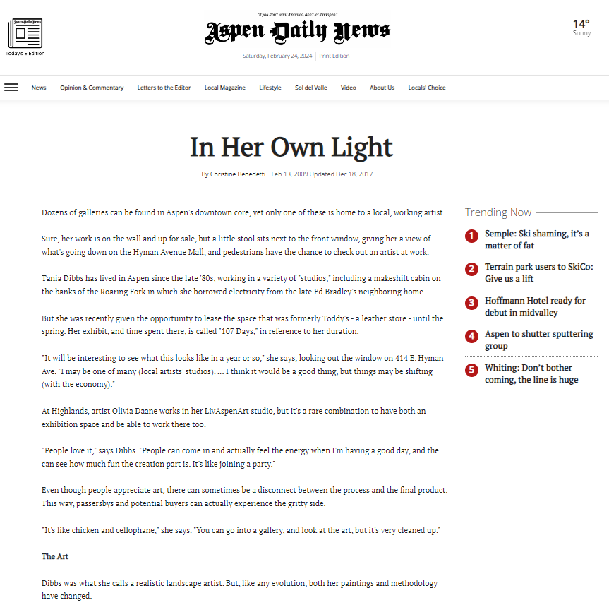 “In Her Own Light” ADN article