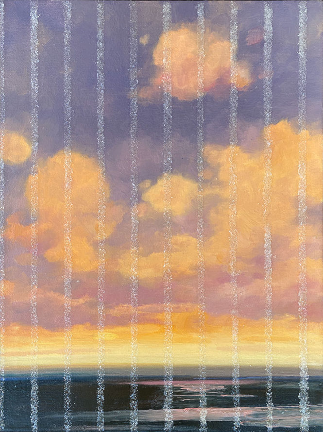 Narrow Striped Sky, 24" x 18", oil and glitter on canvas (SOLD)