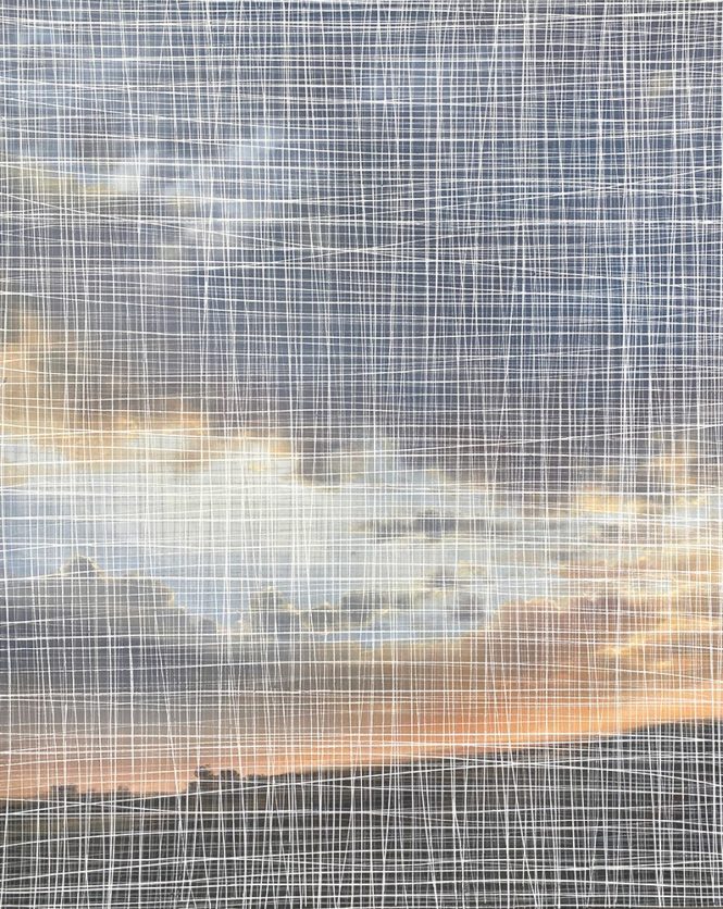 Plaid Veiled Sky, 60" x 48" oil on canvas